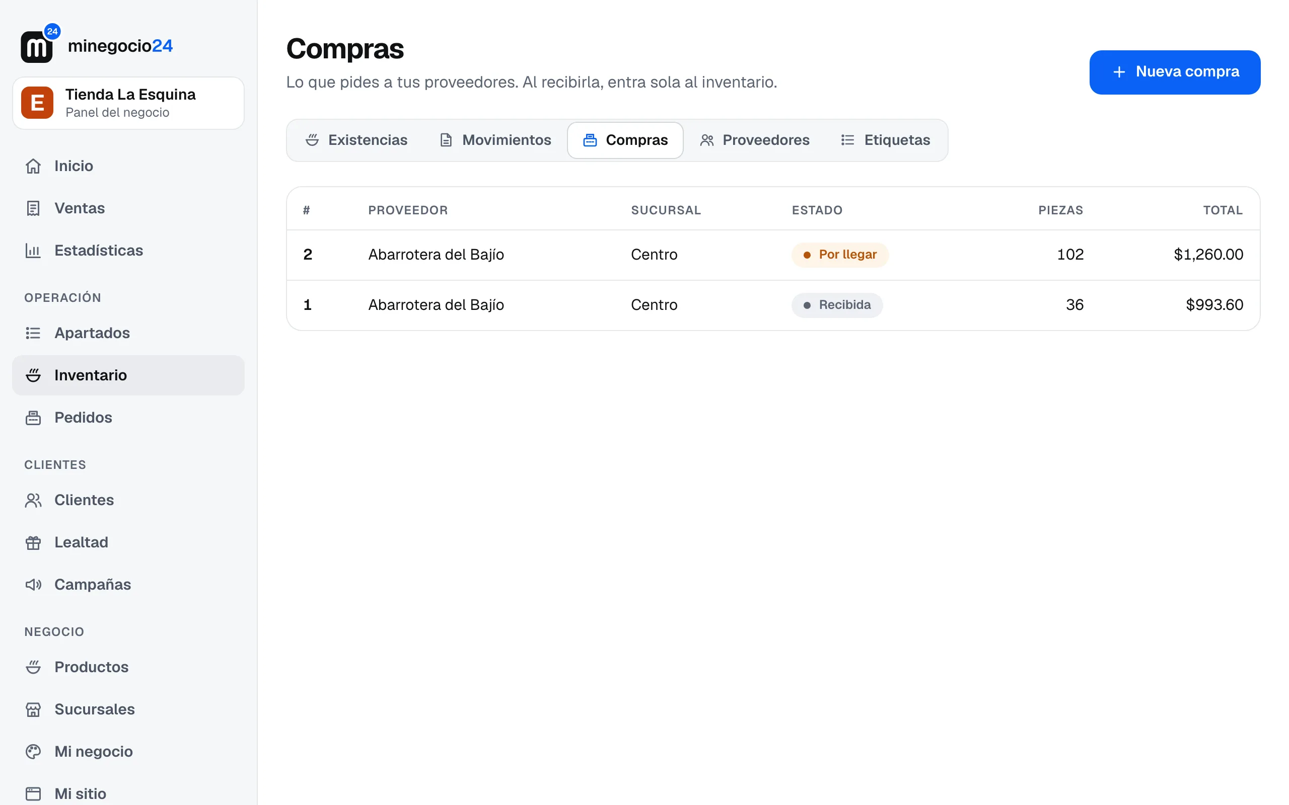 La lista de compras: una por llegar de Abarrotera del Bajío y una ya recibida