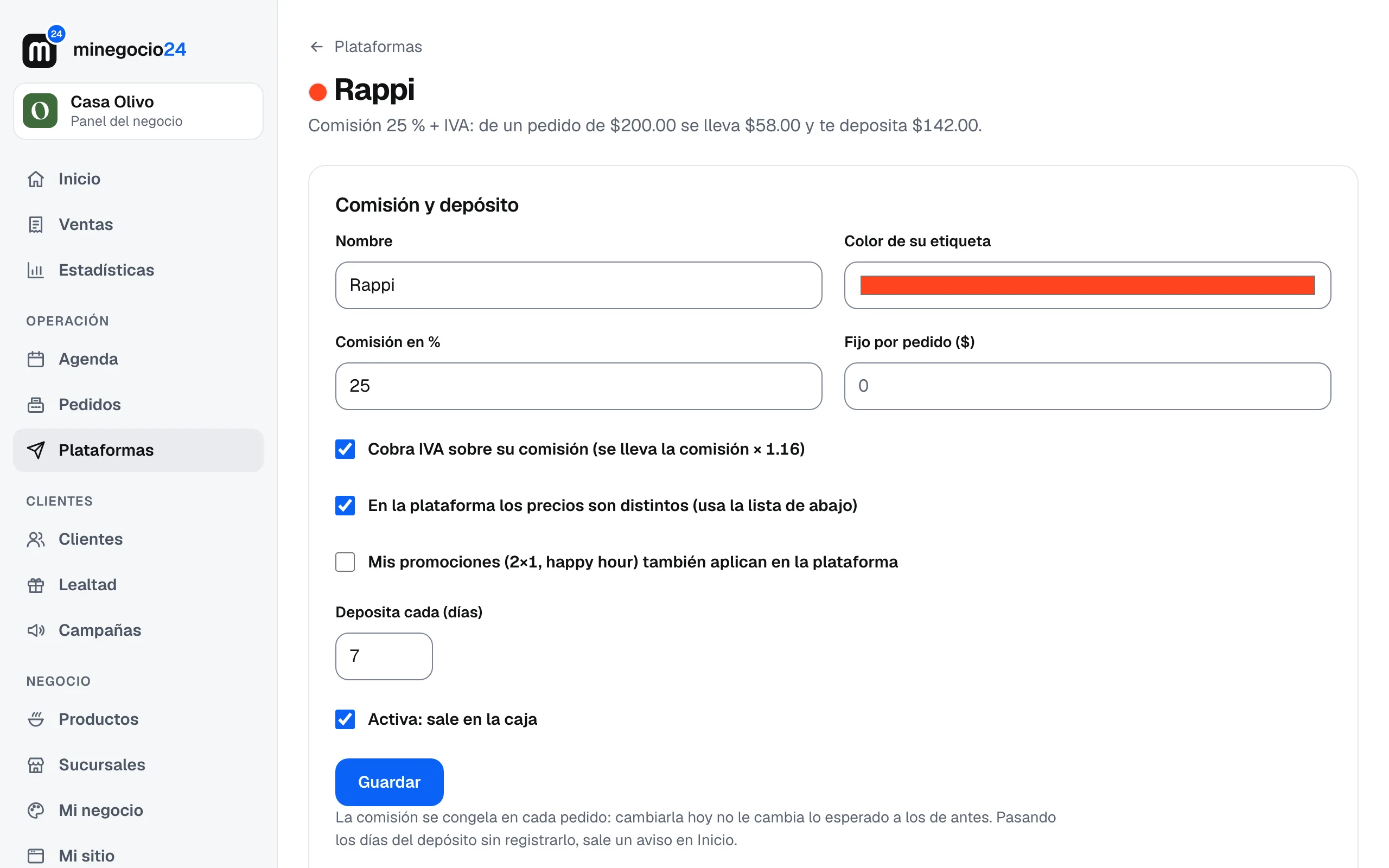 Los ajustes de Rappi: comisión de 25 %, cobra IVA, precios distintos, deposita cada 7 días y activa